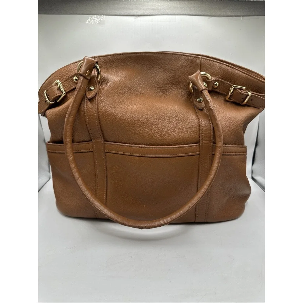 American Factory Brown Leather Satchel Tote Work‎ Travel Bag 12x14